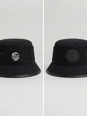Black Reversible Badge Bucket Hat